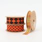 Wired Faux Linen Ribbon - Orange with Black Dots | 1.5" Width | 10 Yard Roll