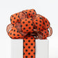 Wired Faux Linen Ribbon - Orange with Black Dots | 1.5" Width | 10 Yard Roll