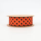 Wired Faux Linen Ribbon - Orange with Black Dots | 1.5" Width | 10 Yard Roll