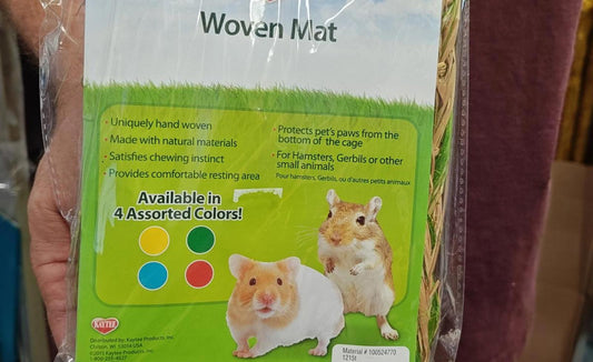Natural Woven Play Mat, 10 in X 8 in for Small Animals Pets New